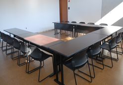 Chairs and tables in a meeting room